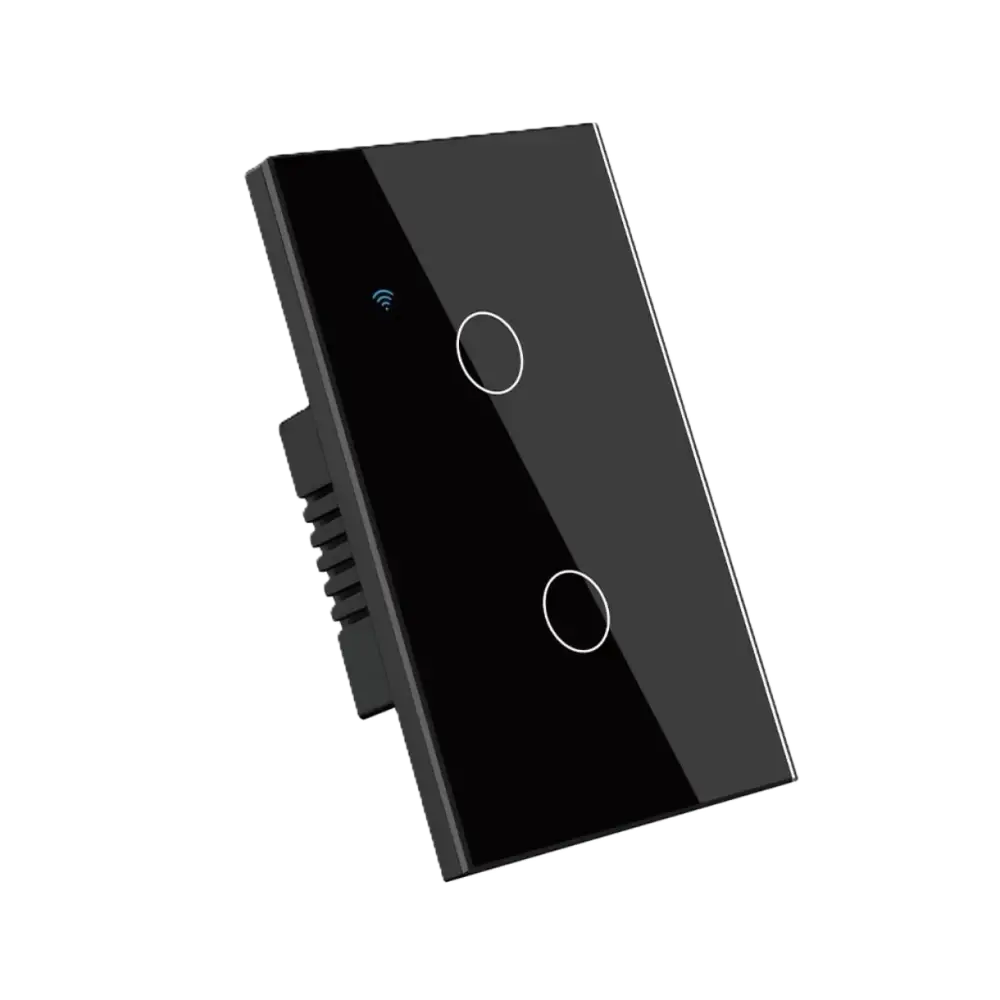 Interruptor Tactil Inteligente Wifi Domótica - Tuya Negro - 2 Botones