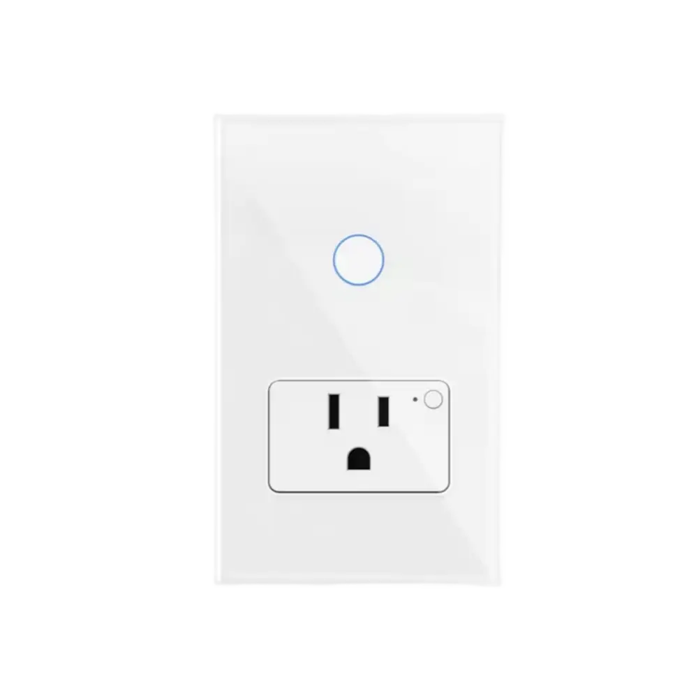 Interruptor Táctil Wifi Con Enchufe/tomacorriente - Tuya Blanco 1 Gang